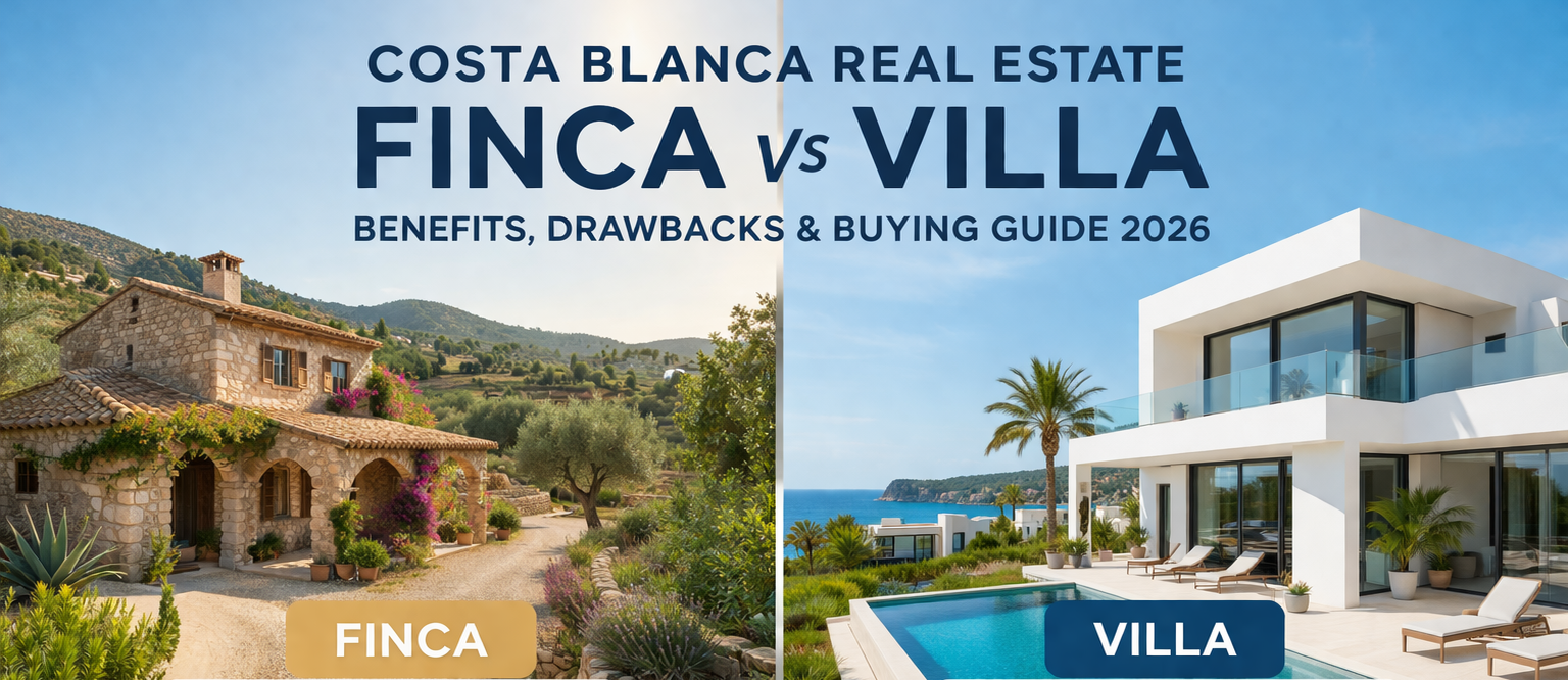Guía de Propiedades en Costa Blanca: Finca vs Villa — Ventajas, Desventajas y Consejos de Compra